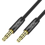 Cavo audio AUX VegGieg da 3,5 mm maschio a maschio per telefono, computer, auto, auricolari, cavo di collegamento audio, lunghezza: 2 m (nero)
