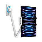 Supporto universale per telefono cellulare, tablet e PC da 4,7-12,9 pollici, con rotazione a 360°, pieghevole, da parete, con clip (bianco)