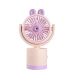 Ventilatore da tavolo a forma di coniglio con ricarica USB, con direzione del vento regolabile su e giù (rosa)