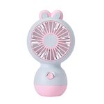Cute Cartoon Rabbit Desktop Fan Children Summer Cool Gifts Handheld Rechargeable Fan(Light Blue)