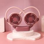 Ventilatore da collo pieghevole da esterno, portatile, ricaricabile tramite USB, regalo estivo, colore: orso rosa viola