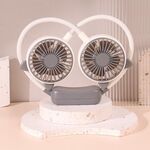 Ventilatore da collo pieghevole per esterni, portatile, ricaricabile tramite USB, regalo estivo, colore: orecchie di gatto, grigio e bianco