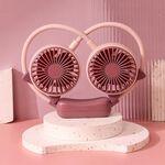 Ventilatore da collo pieghevole per esterni, portatile, ricaricabile tramite USB, regalo estivo, colore: orecchie di gatto, rosa e viola