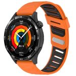 Cinturino per orologio in silicone bicolore con foro inclinato da 22 mm (arancione e nero)