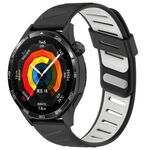 Cinturino per orologio in silicone bicolore con foro inclinato da 22 mm (nero e bianco)