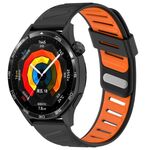 Cinturino per orologio in silicone bicolore con foro inclinato da 22 mm (nero e arancione)