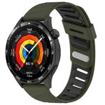 Cinturino per orologio in silicone bicolore con foro obliquo da 22 mm (verde militare e nero)
