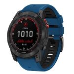 Cinturino in silicone a sgancio rapido con fibbia a vite bicolore per Garmin da 22 mm (blu reale e nero)