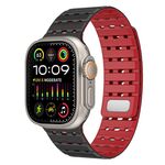 Cinturino in silicone magnetico traspirante bicolore per Apple Watch 46 mm / 49 mm / 45 mm / 44 mm (nero e rosso)