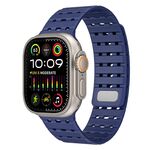 Cinturino in silicone magnetico traspirante bicolore per Apple Watch 46 mm / 49 mm / 45 mm / 44 mm (blu scuro)