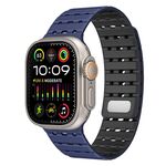 Cinturino in silicone magnetico traspirante bicolore per Apple Watch 46 mm / 49 mm / 45 mm / 44 mm (blu scuro e nero)