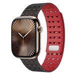 Cinturino in silicone magnetico traspirante bicolore per Apple Watch 42 mm / 41 mm / 40 mm / 38 mm (nero e rosso)