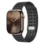 Cinturino in silicone magnetico traspirante bicolore per Apple Watch 42 mm / 41 mm / 40 mm / 38 mm (nero)