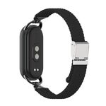 Cinturino per orologio intrecciato in nylon a due sezioni con testa in metallo per Xiaomi Smart Band 10/9/8 (nero)