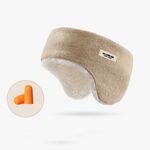 Golovejoy Paraorecchie Insonorizzate Calde Invernali + Set di Tappi per Le Orecchie Maschera per Gli Occhi del Sonno (Beige)