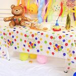 2 decorazioni per tovaglie usa e getta per feste di compleanno, oggetti di scena per foto, 137 x 274 cm (punto onda colorato)