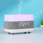 Umidificatore per aromaterapia con orologio Bluetooth da 300 ml con luce ambientale a sette colori, spina europea (grigio bianco)