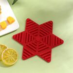 Cuscino per vaso pieghevole Tappetino isolante per tazza da tè in silicone Tavolo da casa Tovagliette antiscivolo(Rosso)