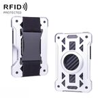 Per AirTag Tracker Card Holder Portafoglio RFID antifurto in metallo (modello B argento)