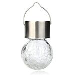 Lampada a sfera in cristallo lucido con decorazione a sospensione per esterni a colori RGB con pannello solare