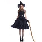 Costume Cosplay Costume da strega di garza nera Costume da gioco di fantasmi notturni Temperamento (Colore: Nero Taglia: XXL)