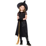 Costume da strega in garza nera, costume da strega cosplay di Halloween (Colore: Nero Taglia: S)