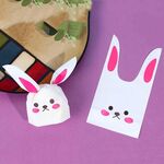 1 sacchetto di cartone animato orecchie di coniglio sacchetti per imballaggio regalo caramelle cottura fiocchi di neve biscotti borse, dimensioni: 10x17 cm (rosa bocca nera)