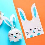 1 sacchetto di cartone animato orecchie di coniglio sacchetti per imballaggio regalo caramelle cottura fiocchi di neve biscotti borse, dimensioni: 10x17 cm (gatto blu)