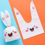 1 sacchetto di cartone animato orecchie di coniglio sacchetti di imballaggio regalo caramelle cottura fiocco di neve biscotti borse, dimensioni: 13x23 cm (coniglio Bucktooth)