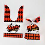 1 sacchetto di sacchetti per imballaggio di Halloween, snack per caramelle, sacchetti per dolcetti, dimensioni: 13,5 x 22 cm (quadrato felice).
