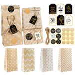 Sacchetto di carta in pelle di vacchetta a righe 24 in 1 punti Sacchetto regalo retrò grazie Biscotti da forno per feste Sacchetto di caramelle (stile 2)