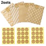 2 set di adesivi per sacchetti di carta kraft con imballaggio a punti d'onda Sacchetti regalo per imballaggio di cottura fai-da-te (G4-40 + adesivo di ringraziamento)