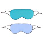 2pcs maschera per gli occhi del sonno a doppia faccia fasciatura elastica viaggio visiera (blu + cielo blu)