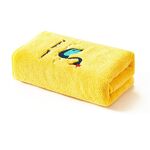 Asciugamano ricamato in cartone animato in pile di corallo Asciugamano assorbente morbido ispessito per bambini(giallo)