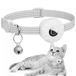 Per AirTag Tracker Custodia in silicone Collare riflettente per gatti con campanello (bianco)