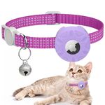 Per AirTag Tracker Custodia in silicone Collare riflettente per gatti con campana (viola)