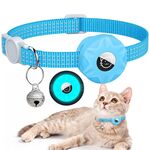 Per AirTag Tracker Custodia in silicone Collare riflettente per gatti con campanello (blu luminoso)