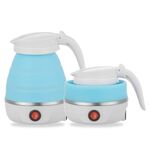Bollitore elettrico portatile pieghevole in silicone per spina UK da viaggio per uso domestico (blu)