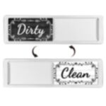 Magnete per lavastoviglie Clean Dirty Sign Magnete per frigorifero a doppia faccia (Pizzo venato di legno argento)