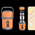 2.0L 304 Contenitore per il pranzo isolato per uso alimentare Secchio per il pranzo con termostato elettrico, colore: arancione