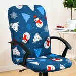 Coprisedia elasticizzato Coprisedile per sedia da computer con bracciolo da ufficio, taglia: M (Buon Natale nero)