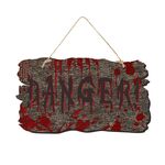 Cartello per porta di Halloween Decorazione per atmosfera horror della casa stregata, Stile: Grana del legno imitazione pericolo