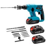 HILDA 12 pz/set Trapano a percussione elettrico con martello elettrico agli ioni di litio, modello: 2 batterie + 1 caricatore spina UE