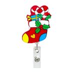 Fibbia con certificato girevole per bobina porta badge natalizia da 68 cm, stile: calzini regalo
