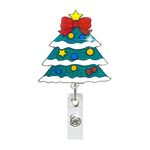 Fibbia con certificato girevole per bobina porta badge natalizia da 68 cm, stile: albero di Natale
