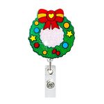 Fibbia con certificato girevole per bobina porta badge natalizia da 68 cm, stile: ghirlanda