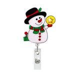 Fibbia con certificato girevole per bobina porta badge natalizia da 68 cm, stile: pupazzo di neve