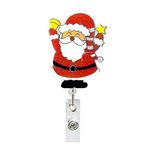 Fibbia con certificato girevole per bobina porta badge natalizia da 68 cm, stile: Babbo Natale