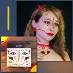 Adesivo per tatuaggio impermeabile cicatrice di Halloween Adesivi horror per viso simulato, modello: RM-039