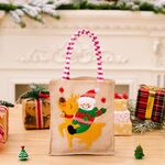 Borsa tote con decorazioni natalizie per cavalcare cervi Borsa regalo per bambini con caramelle e cartoni animati, stile: pupazzo di neve a strisce